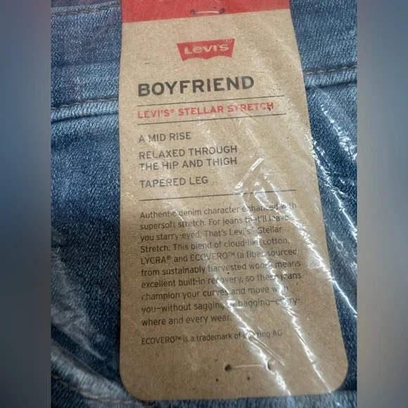 ✨ NWT Levi’s Boyfriend Mid Rise Jeans — Lapis Gem Medium Wash 30 x 27 - Picture 6 of 9